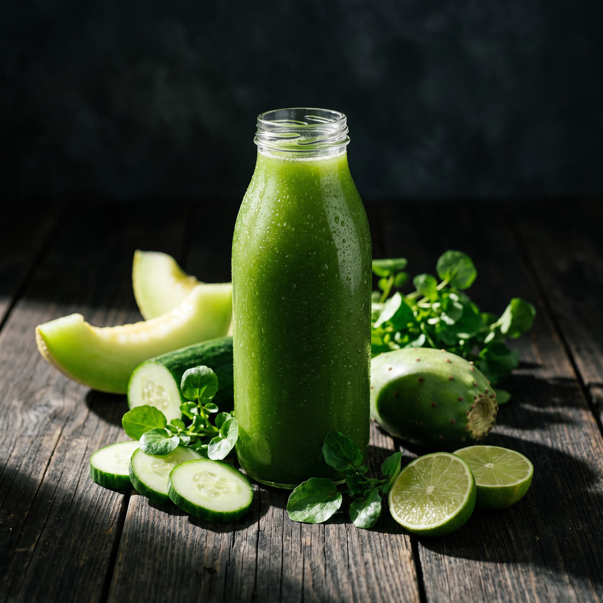 Green Glow cold-pressed juice — cucumber, honeydew, watercress, prickly pear, key lime